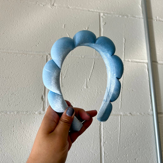 Bubble Headband in Ice Blue Velvet