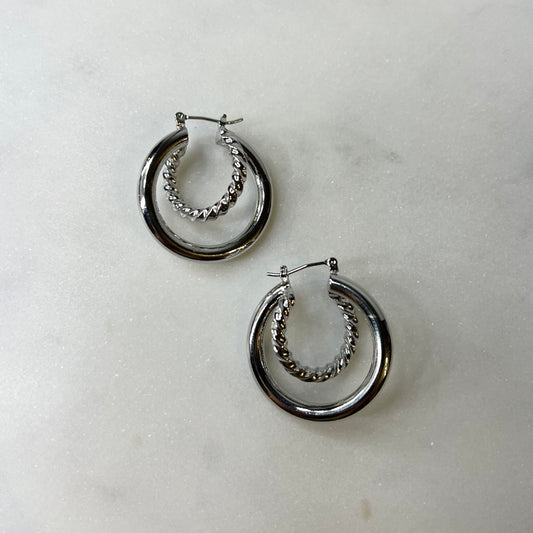 Marina Double Hoops in Silver