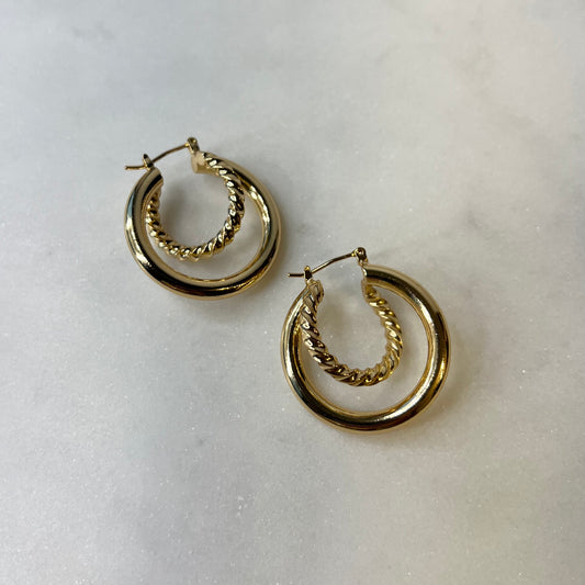 Marina Double Hoops in Gold