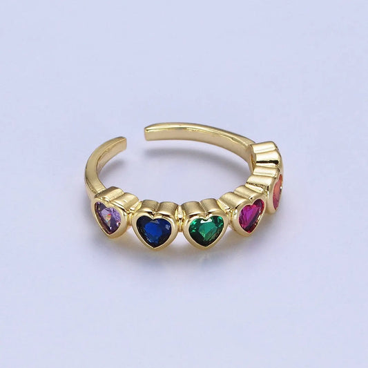 Rainbow Heart Gold Ring