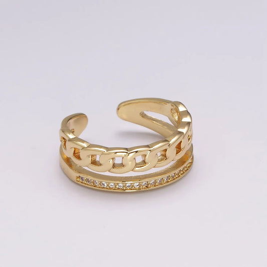 Double Band Gold Chain Ring