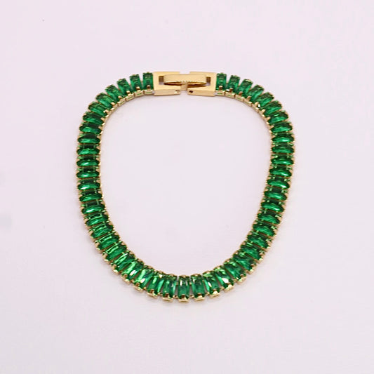 18K Gold Tennis Bracelet in Emerald