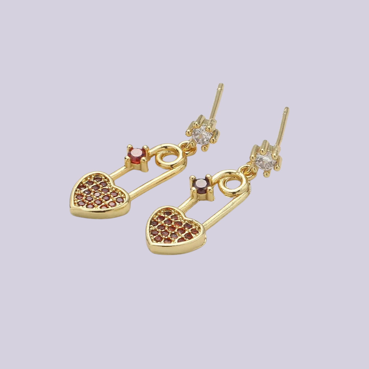 Heart Pin Stud Earrings