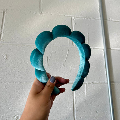 Bubble Headband in Teal Velvet