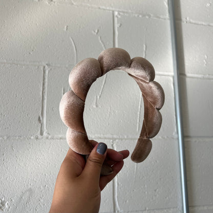 Bubble Headband in Tan Velvet