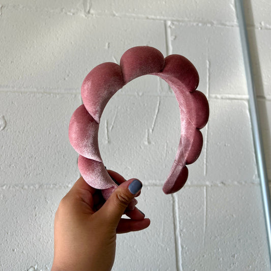 Bubble Headband in Pink Velvet