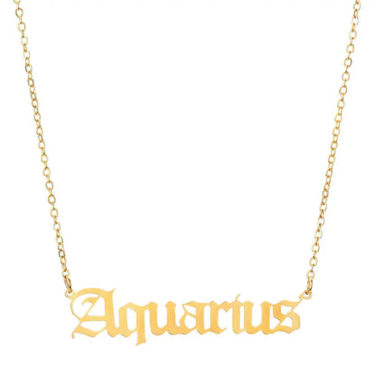 18K Gold Zodiac Necklace Aquarius