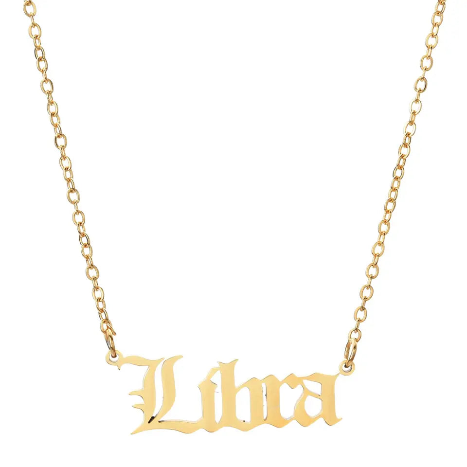 18K Gold Zodiac Necklace Libra