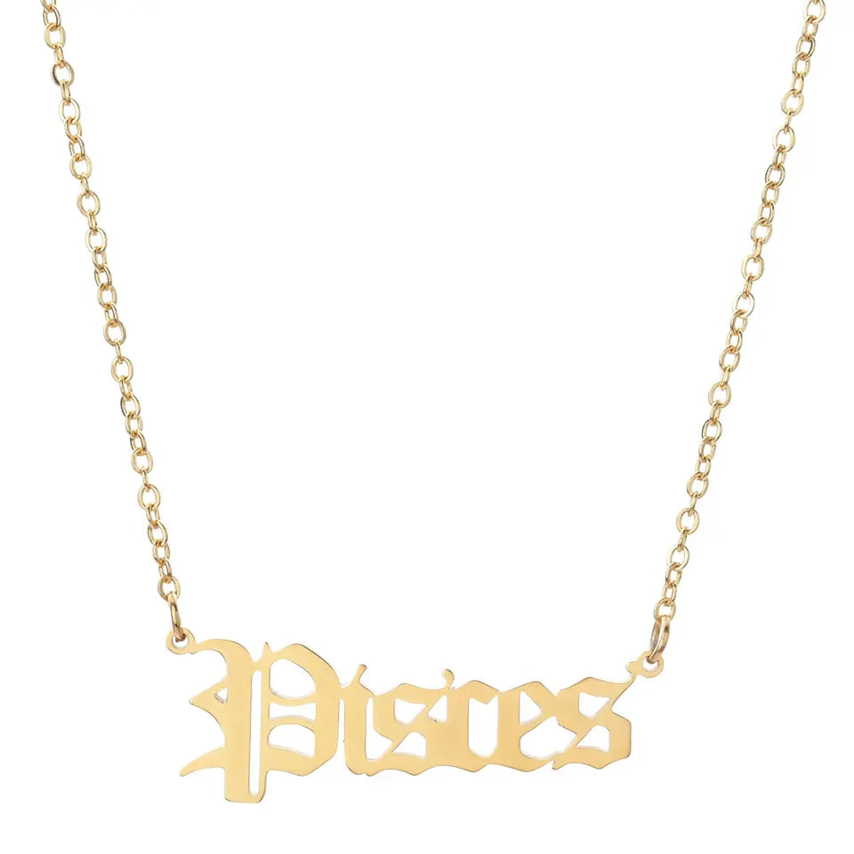 18K Gold Zodiac Necklace Pisces