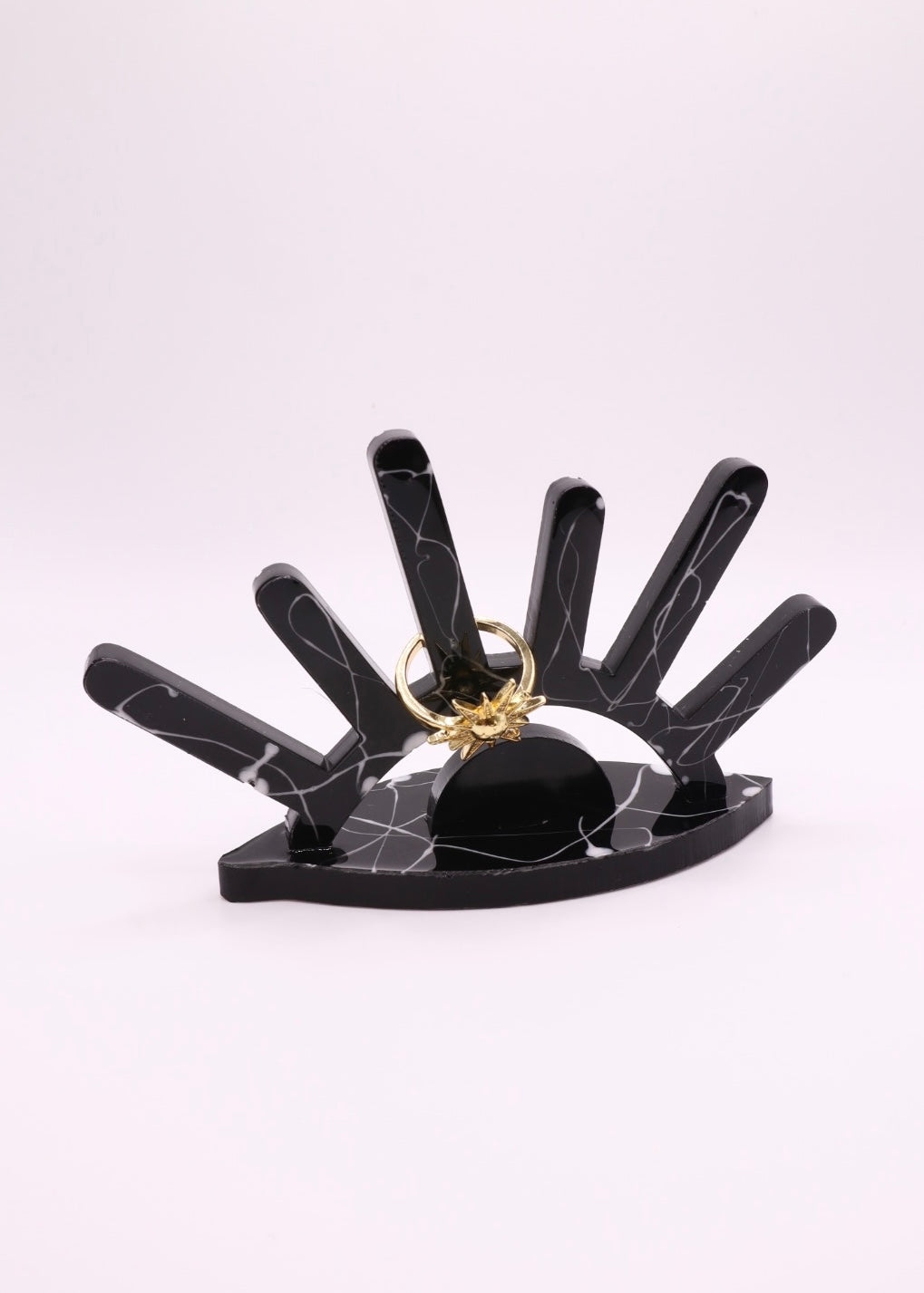 Eye Shaped Ring Holder in Black Marble