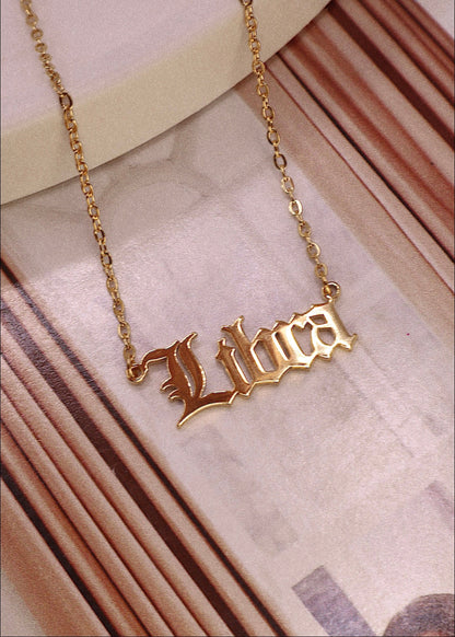 18K Gold Zodiac Necklace Libra