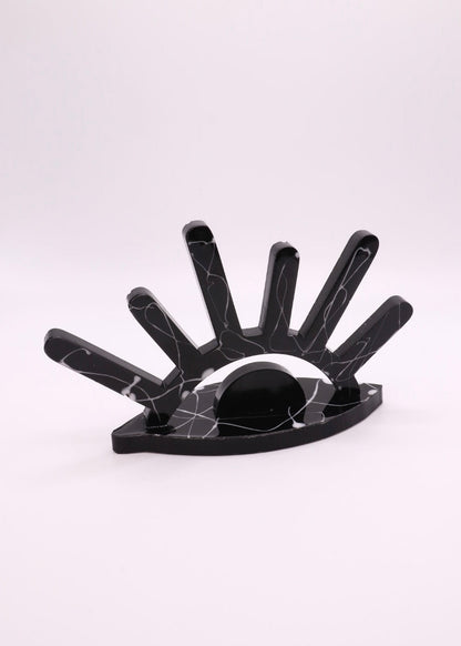 Eye Shaped Ring Holder in Black Marble