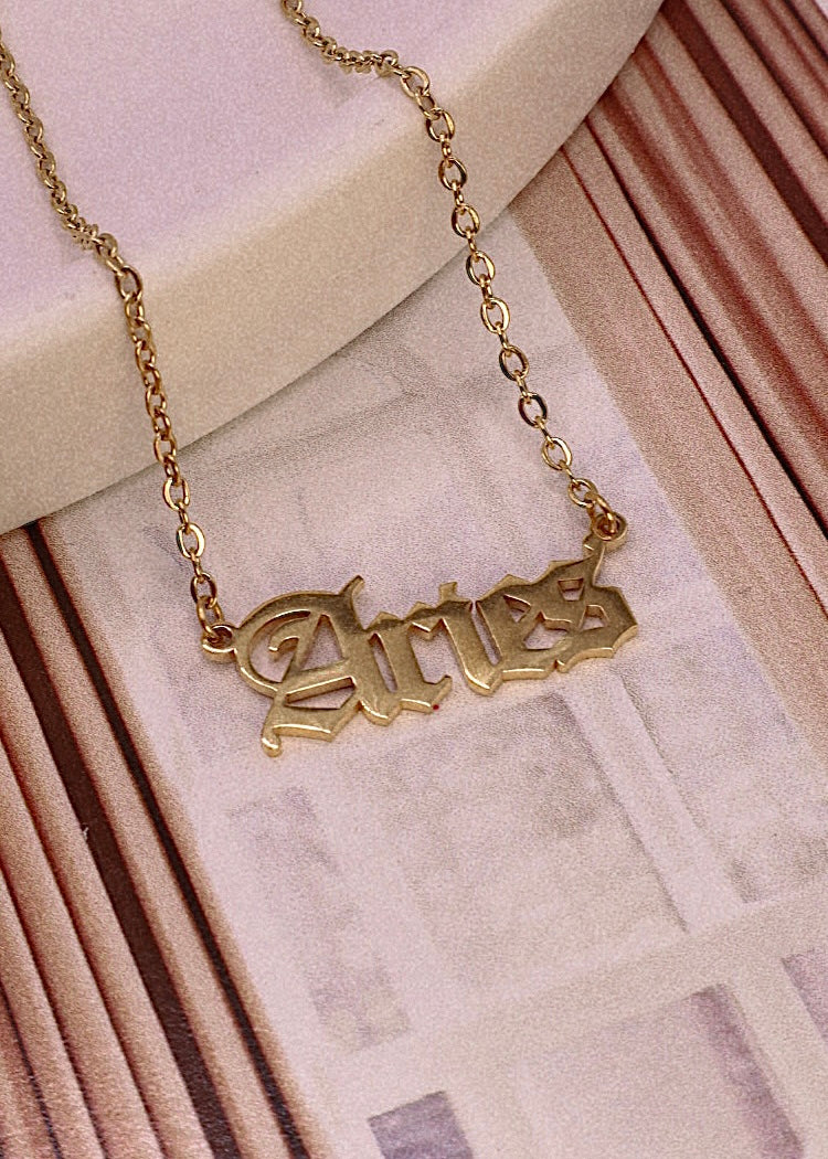 18K Gold Zodiac Necklace Aries