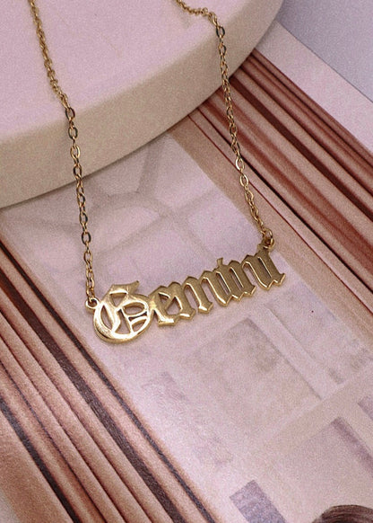 18K Gold Zodiac Necklace Gemini